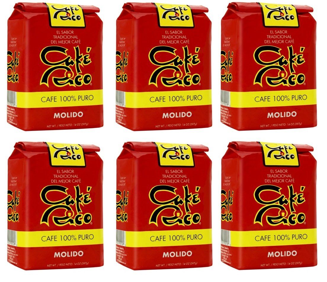 Cafe Rico Ground Regular Puerto Rican Coffee in Bag, 14 Ounce (Pack of 6)