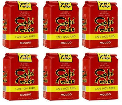 Cafe Rico Ground Regular Puerto Rican Coffee in Bag, 14 Ounce (Pack of 6)