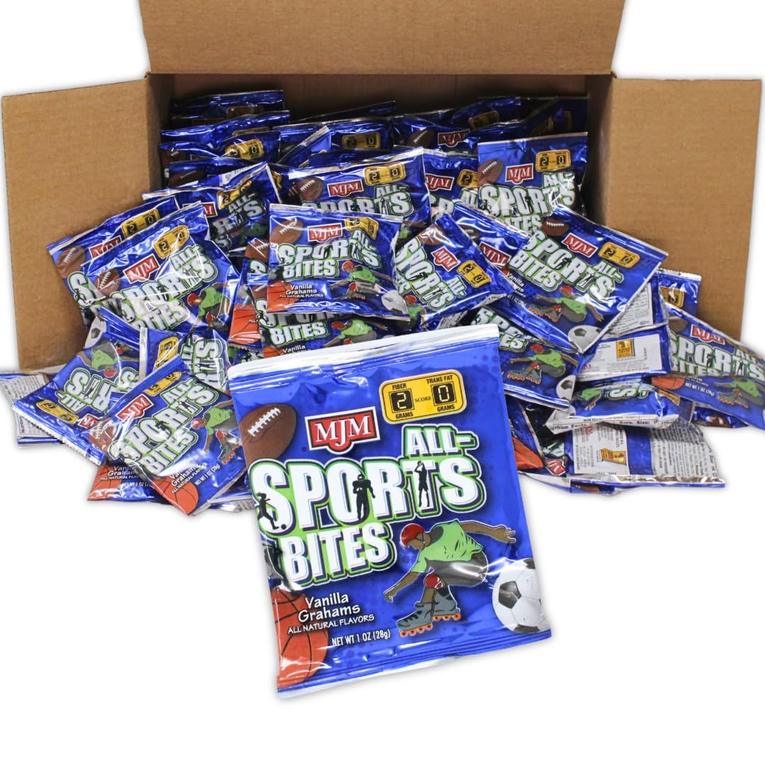 MJM All-Sports Bites Vanillas Grahams - Case of 150 Packs | Snack for Active Lifestyles | Wholesome Vanilla Flavor | Convenient and On-the-Go | Fuel Your Adventures