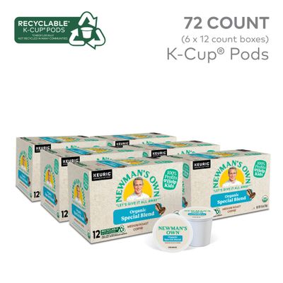 Newman's Own Organics Special Blend Keurig Single-Serve K-Cup Pods, Medium Roast Coffee, 72 Count