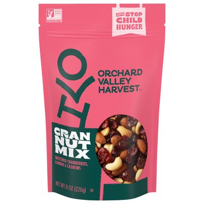 Orchard Valley Harvest Cran Nut Mix, 8 oz Resealable Bag, Sweetened Cranberries, Almonds, And Cashews, Gluten Free, Non-GMO, 4g Of Plant Based Protein Per Serving, On-The-Go Snack