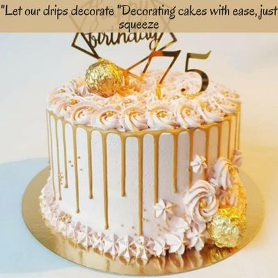 Confect Cake Decorating Drip Edible Drips for Christmas Cakes, Doughnuts &amp; Cupcakes Twinkling Silvery Gold 3.71 Oz