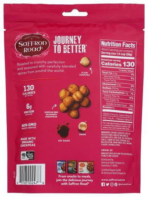 Saffron Road Korean BBQ Crunchy Chickpea Snack, 6oz - Gluten Free, Non-GMO, Halal, Kosher, Vegan