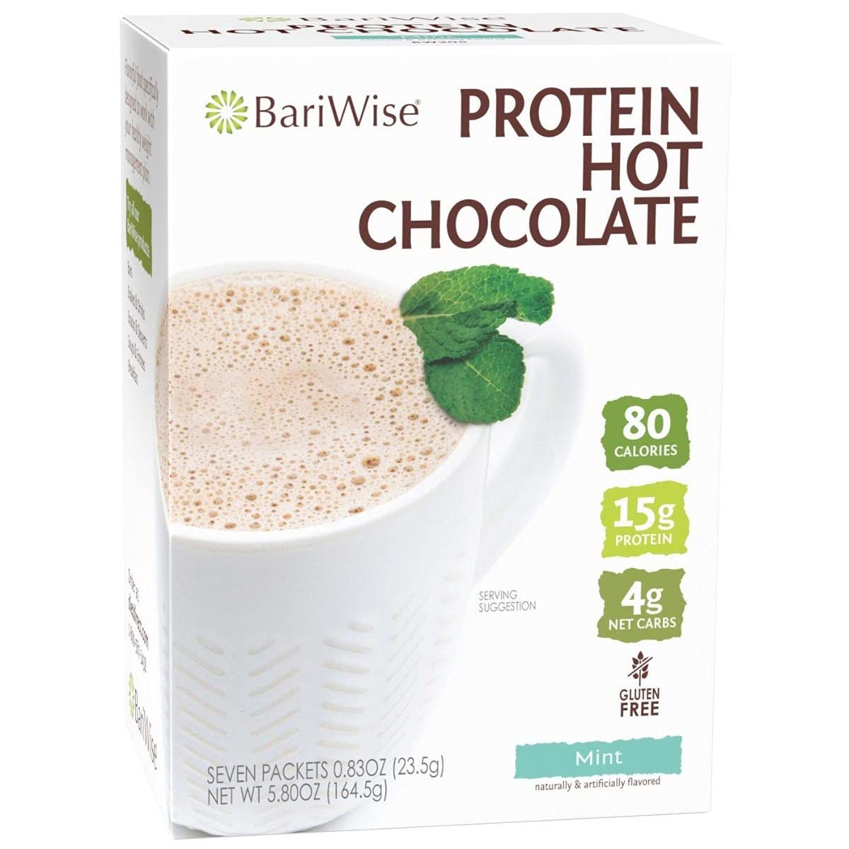 BariWise Protein Mint Hot Chocolate, Hot Cocoa, Low Sugar, Low Carb, Keto Friendly &amp; Gluten Free (7ct)