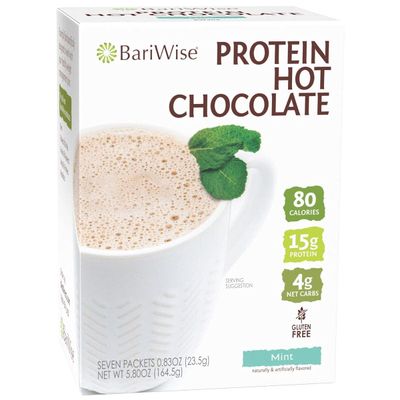BariWise Protein Mint Hot Chocolate, Hot Cocoa, Low Sugar, Low Carb, Keto Friendly &amp; Gluten Free (7ct)