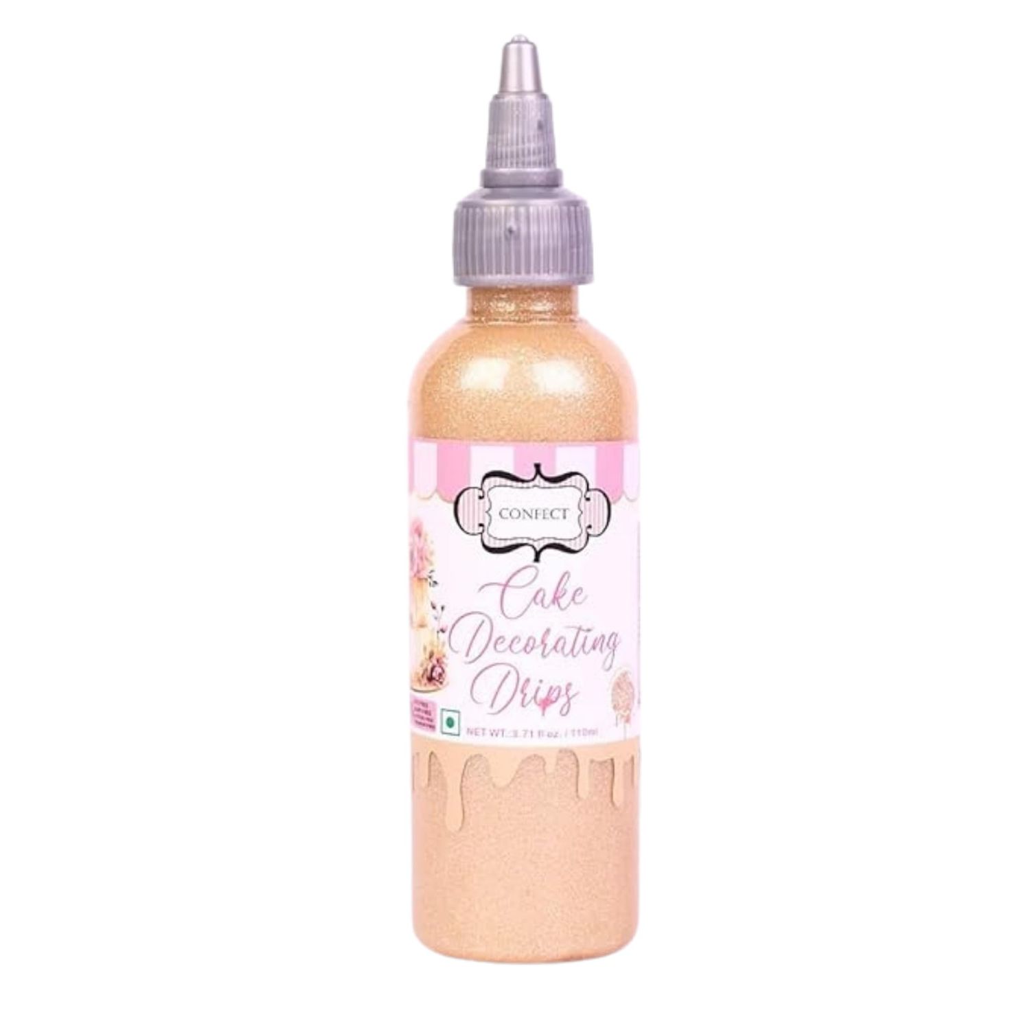 Confect Cake Decorating Drip Edible Drips for Christmas Cakes, Doughnuts &amp; Cupcakes Twinkling Silvery Gold 3.71 Oz