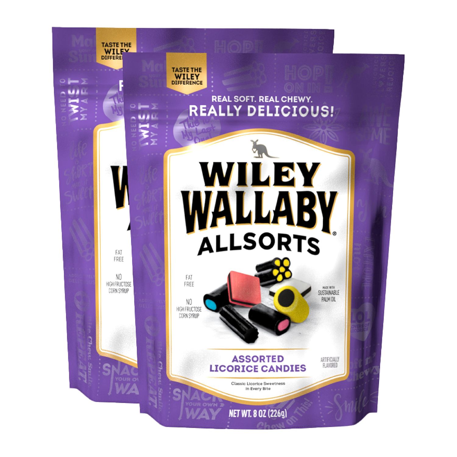 Wiley Wallaby 8 Ounce Allsorts Gourmet Australian Style Soft &amp; Chewy Assorted Licorice Candy (2 Pack)