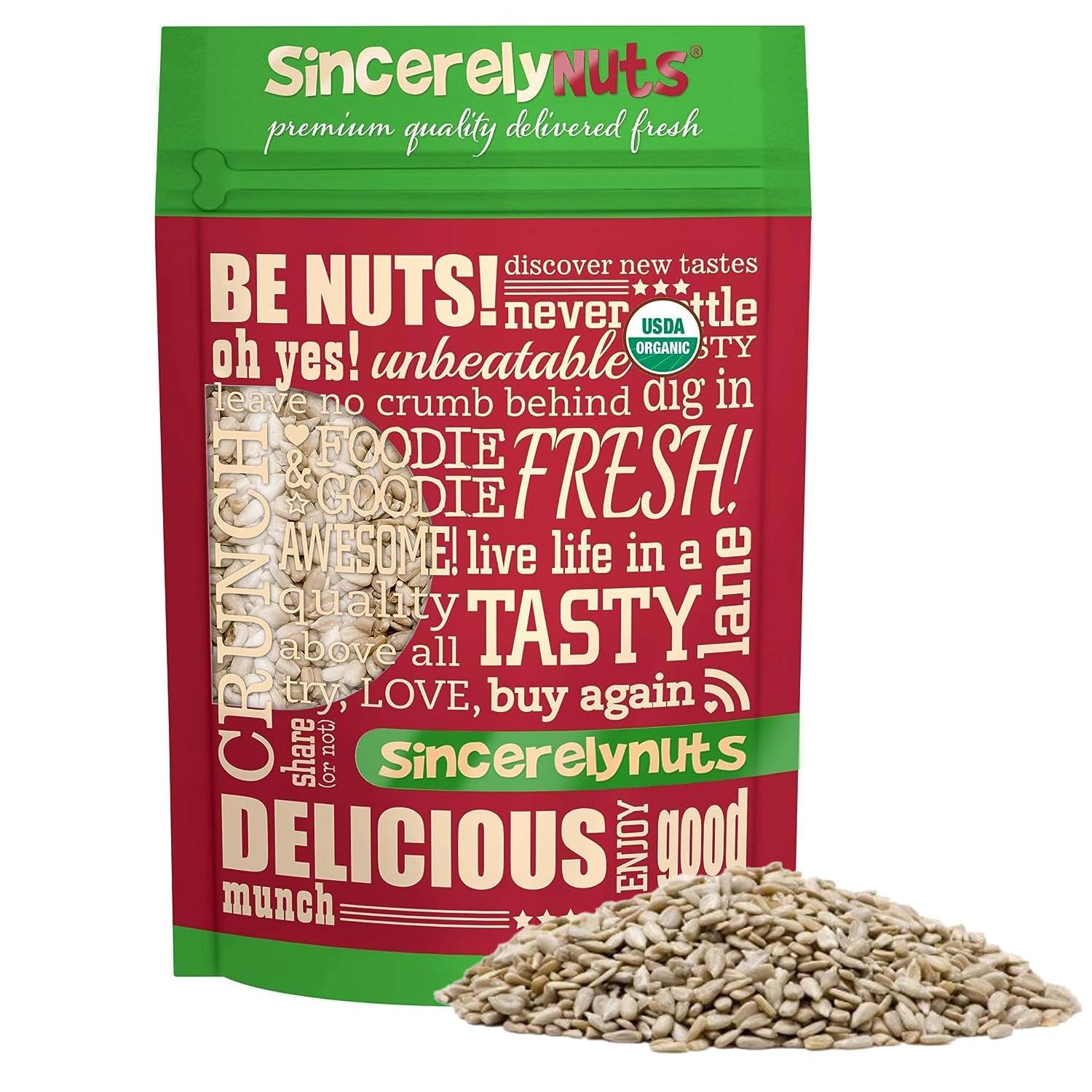 Sincerely Nuts Organic Sunflower Seed Kernels Raw (No Shell) (2lb bag) | Nutritious Antioxidant Rich Superfood Snack | Source of Protein, Fiber, Essential Vitamins &amp; Minerals | Vegan and Gluten Free