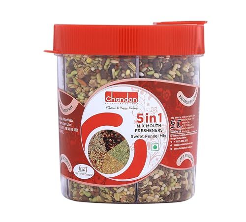 Chandan Mouth Freshener 5 in 1 Mix Mouth Fresheners Sweet Fennel Mix | Kashmiri, Special, Jet, Poona &amp; Gulab Mukhwas, 8.82 oz / 250 g