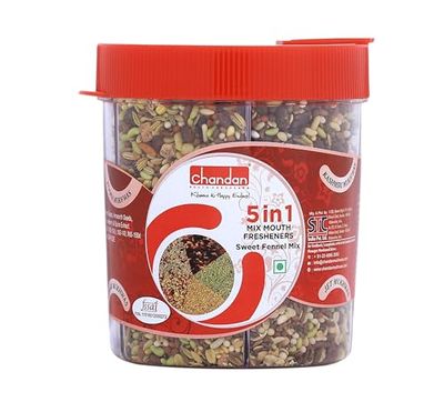 Chandan Mouth Freshener 5 in 1 Mix Mouth Fresheners Sweet Fennel Mix | Kashmiri, Special, Jet, Poona &amp; Gulab Mukhwas, 8.82 oz / 250 g