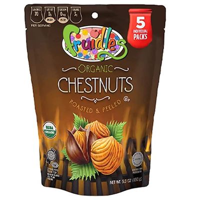 Fruidles Organic Whole Chestnuts, Roasted And Peeled Chestnut, Kosher for Passover, Mini To Go Bags - 5 * 1.23 Oz Bag (3-Pack)
