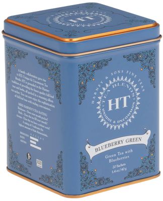 Harney &amp; Sons Blueberry Green Tea Tin Can - Caffeinated and, Great Present Idea - 20 Sachets, 1.4 Ounces
