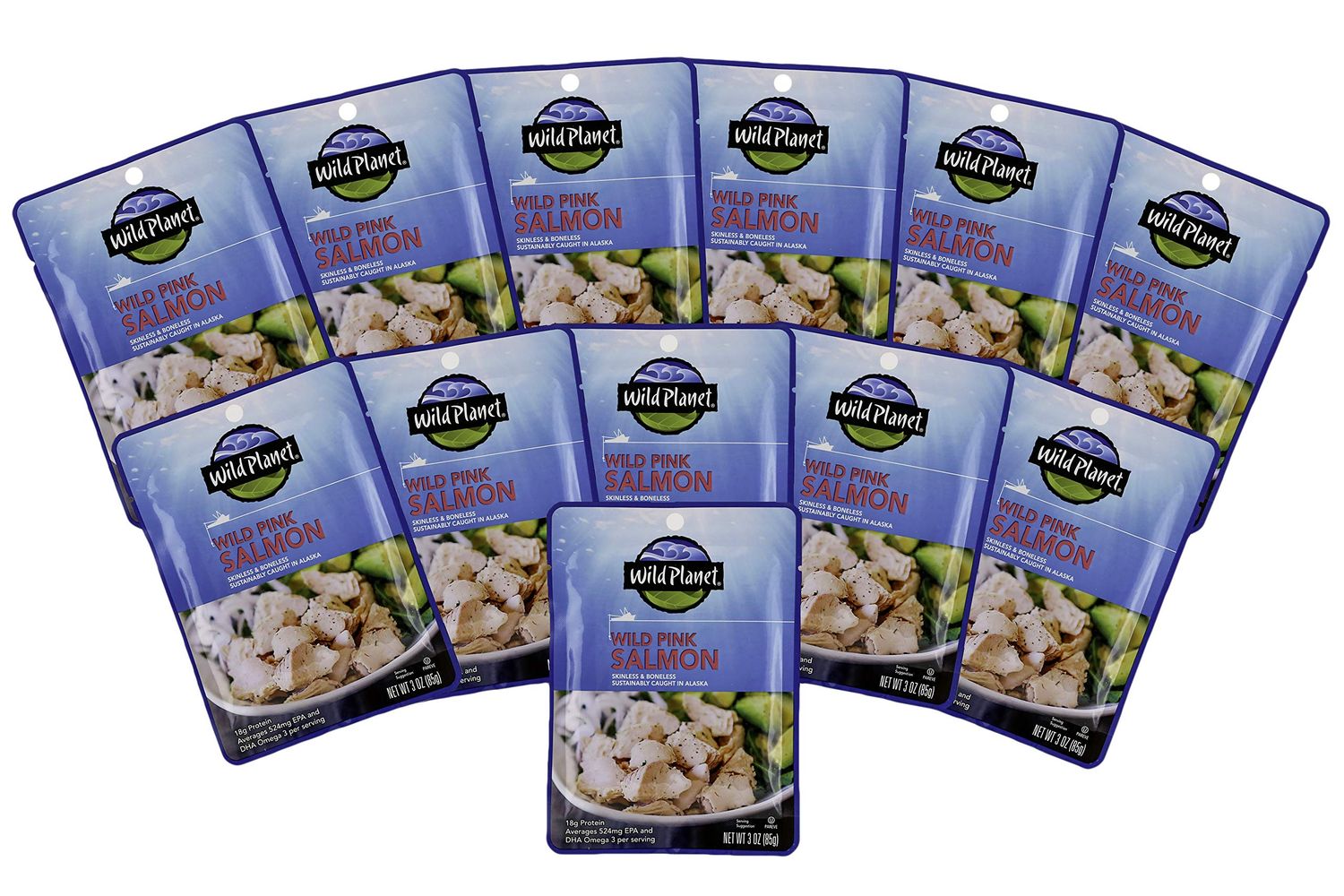 Wild Planet Wild Pink Salmon, Pouch, 3 Ounce, 12 Count