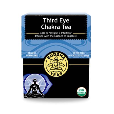 Buddha Teas - Third Eye Chakra Tea - Organic Herbal Tea - For Insight &amp; Intuition - With Eyebright, Spearmint, Star Anise &amp; Sapphire Essence - 100% Kosher &amp; Non-GMO - 18 Tea Bags (Pack of 1)