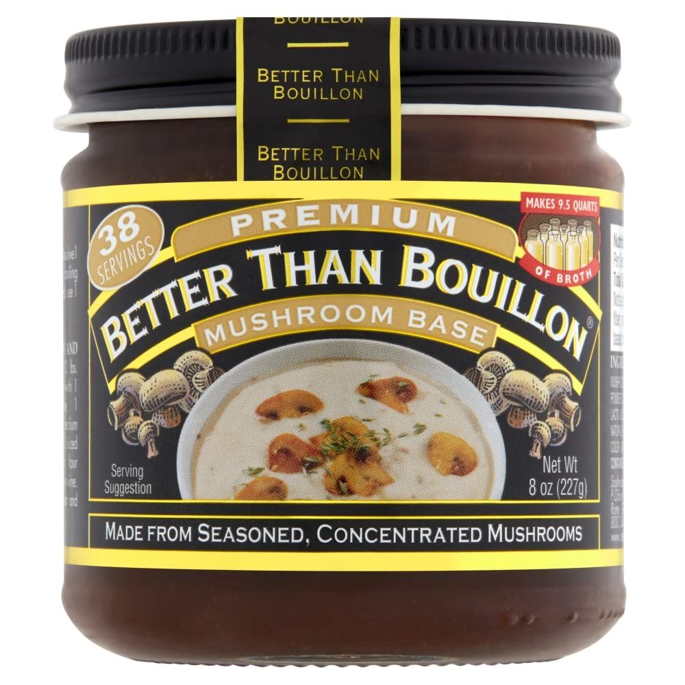 Better Than Bouillon Premium Mushroom Base, Made from Seasoned &amp; Concentrated Mushrooms, Makes 9.5 Quarts of Broth, 38 Servings, 8 OZ (Pack of 1)