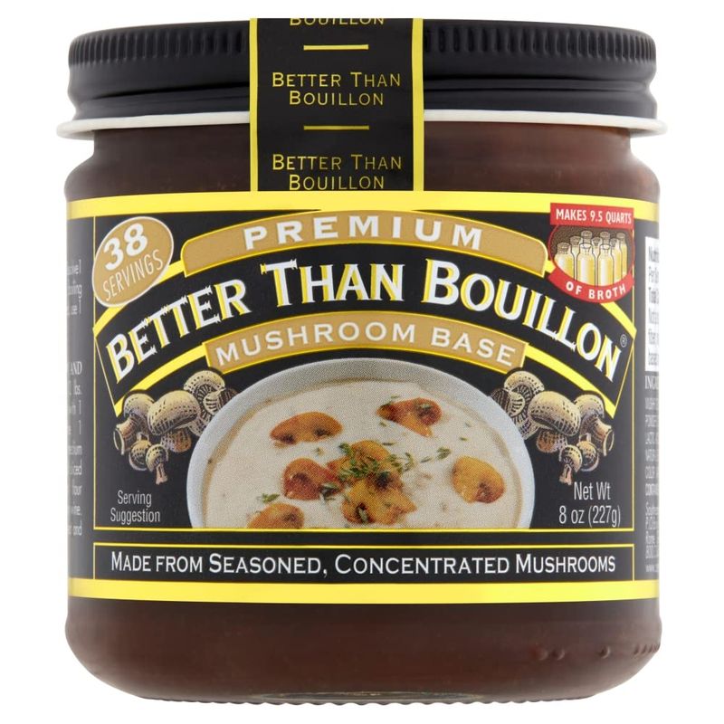 Better Than Bouillon Premium Mushroom Base, Made from Seasoned &amp; Concentrated Mushrooms, Makes 9.5 Quarts of Broth, 38 Servings, 8 OZ (Pack of 1)