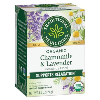 Traditional Medicinals Organic Chamomile with Lavender Herbal Tea, 16 Tea Bags (Pack of 1)