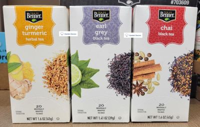Benner&#39;s Assorted Tea Bags Ginger Turmeric, Earl Grey, Chai (Three Boxes)