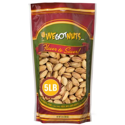 Turkish Antep Pistachios 5 Pounds (80oz) - Premium Quality Kosher Roasted Pistachios By We Got Nuts - Natural &amp; Healthy Rich Flavor Snack - Whole, &amp; Salted - Air-Tight Resealable Bag Package