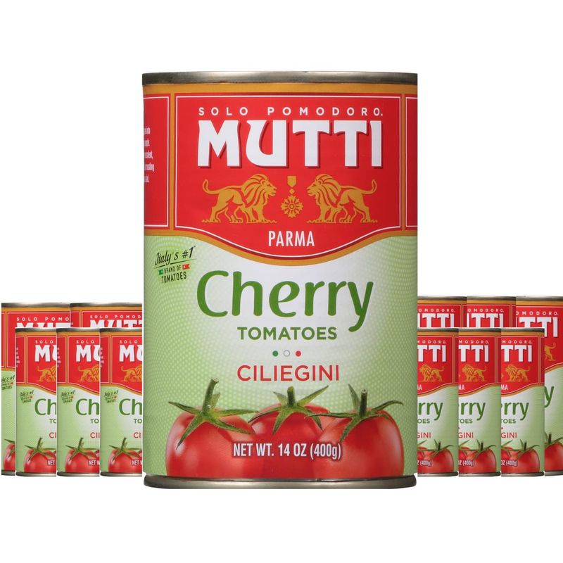 Mutti Cherry Tomatoes (Ciliegini), 14 oz. | 12 Pack | Italys #1 Brand of Tomatoes | Fresh Taste for Cooking | Canned Tomatoes | Vegan Friendly &amp; Gluten Free | No Additives or Preservatives