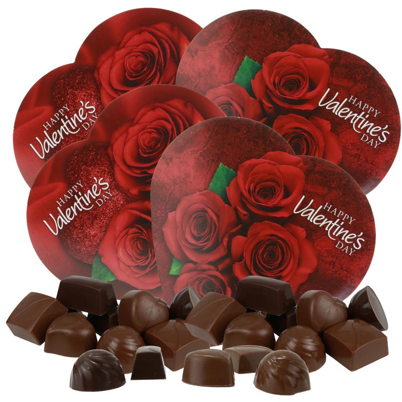 Mini Heart Shaped Chocolate Truffle Assortment Boxes, Assorted Milk Chocolates Inside, Anniversary Candy Gifts for Her, 2 Ounces (Pack of 4)