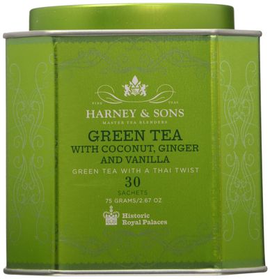 Harney &amp; Sons Green Tea with Coconut, Ginger and Vanilla, 30 Sachets (75 g), 6.7 Ounce