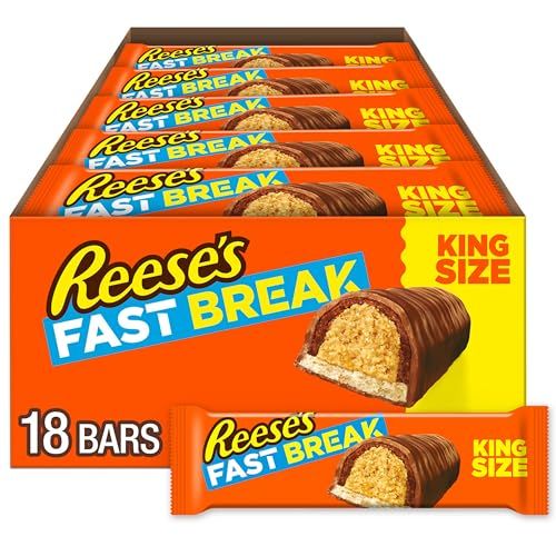 REESE&#39;S FAST BREAK Peanut Butter Nougat King Size, Candy Bars, 3.5 oz (18 Count)