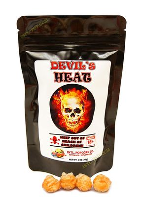 DEVIL&#39;S HEAT Challenge  Made with the Hottest Pepper on Earth!  Popcorn Challenge! New! Spicy Food Challenge! Can You Finish the Bag?