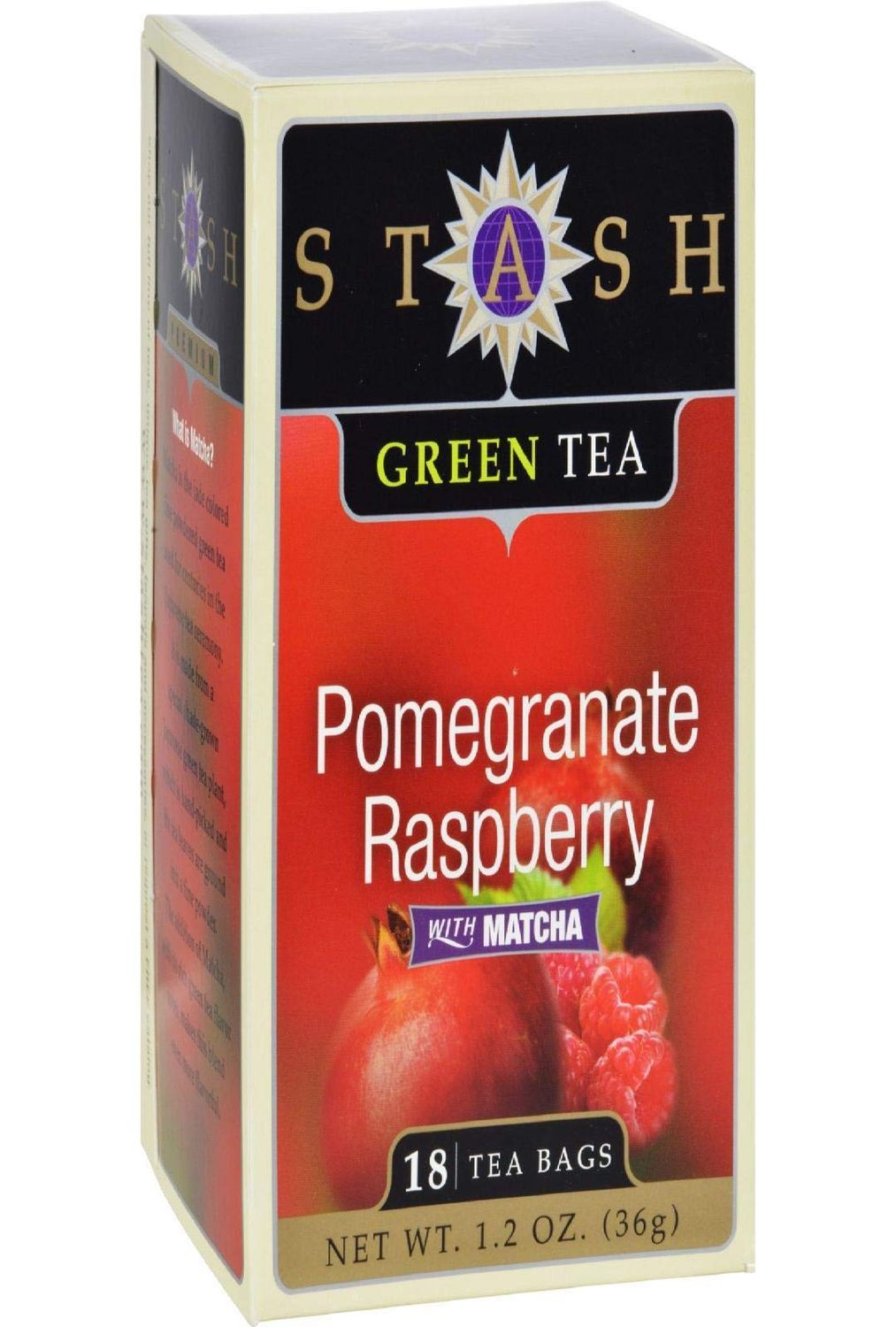 Stash Tea Pomegranate Raspberry Green Tea, 18 Count Tea Bags in Foil Individual Green Tea Bags for Use in Teapots Mugs or Cups, Brew Hot Tea or Iced Tea