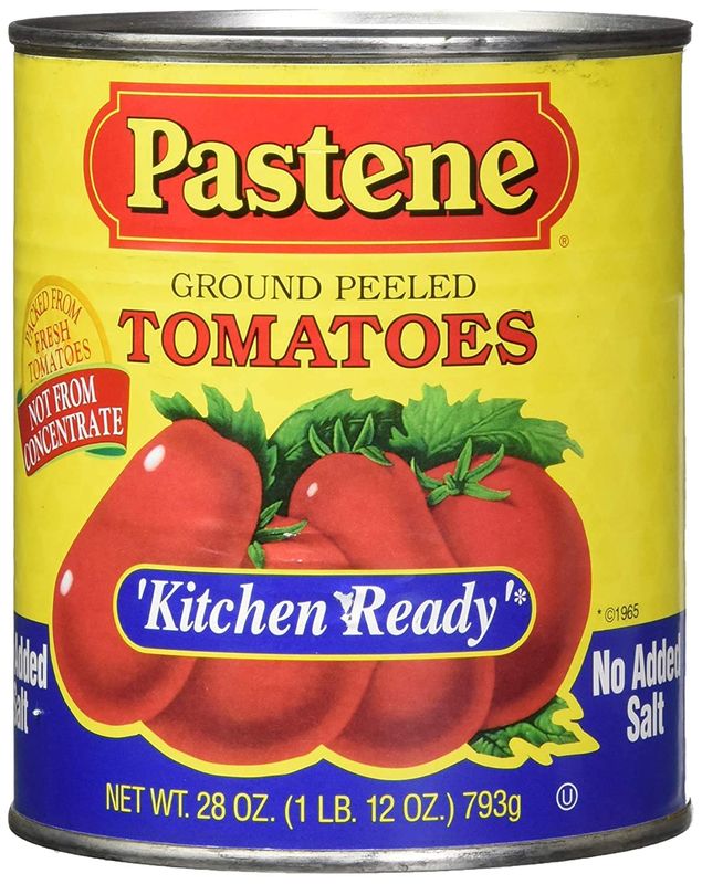 Pastene Kitchen Ready Ground Peeled Tomatoes No Salt Added 28oz Can (2 Pack)