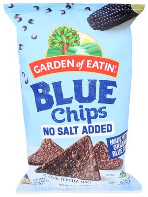 GARDEN OF EATIN Blue Party Chips With No Salt, 16 OZ