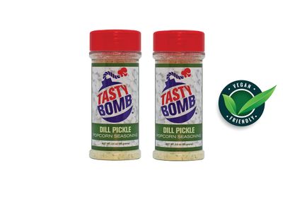 Flavorful Popcorn Seasoning 2 Pack -Dill Pickle popcorn seasoning - Vegan, Gluten-Free Keto friendly Snack for Movie Nights &amp; Gifts by Tasty Bomb. (2 Pack -Dill Pickle), 6.0 Ounce