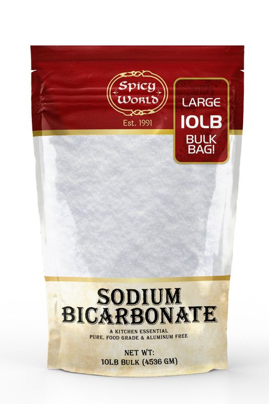 Spicy World Sodium Bicarbonate Powder - Aluminum Free, Food Grade Baking Soda Bulk for Cleaning, Pool, Cooking &amp; More (10 LB Bag)