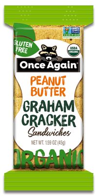 Once Again Peanut Butter Graham Cracker Sandwiches - Organic &amp; Gluten Free, Non-GMO - Gluten Free Certified, Vegan, Kosher - Box of 8 Sandwich Packs