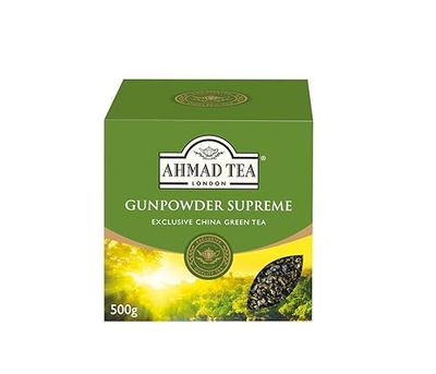 Ahmad Tea Green Tea, Gunpowder Loose Leaf, 500g - Caffeinated &amp; Sugar Free