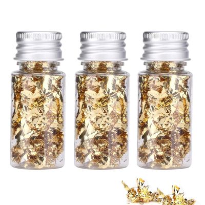 3Pcs Edible Gold Leaf Flakes, Genuine Gold Flakes for Cooking, Cakes, Chocolates, Gilding, Decoration, Health &amp; Spa (3pcs Gold)