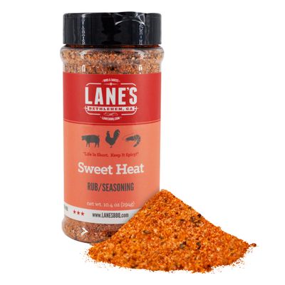 Lane&#39;s Sweet Heat Rub Seasoning, All-Natural BBQ Brisket Rub Goes Well with Butt Rub Seasoning, No MSG Brisket Seasoning &amp;, Made in USA, 10.4 Oz