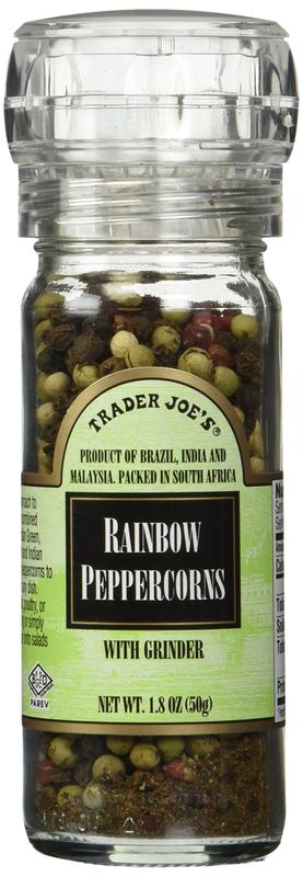 Trader Joe&#39;s Rainbow Peppercorns , a Mixture of Brazilian Pink,indian Green,malaysian White and Indian Black Tellicherry Peppercorns