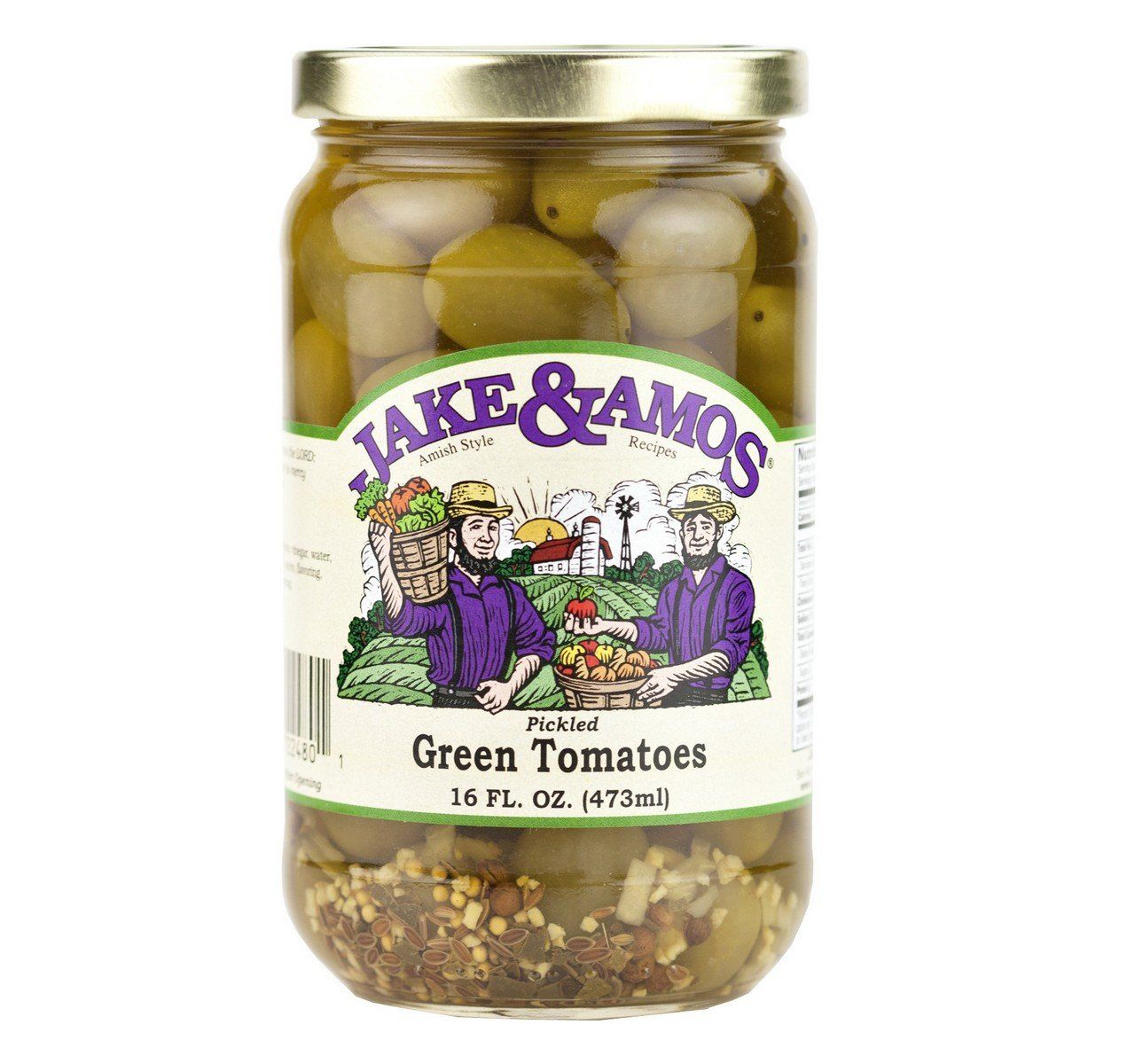 Jake &amp; Amos Pickled Green Tomatoes, 16 Oz. Jar