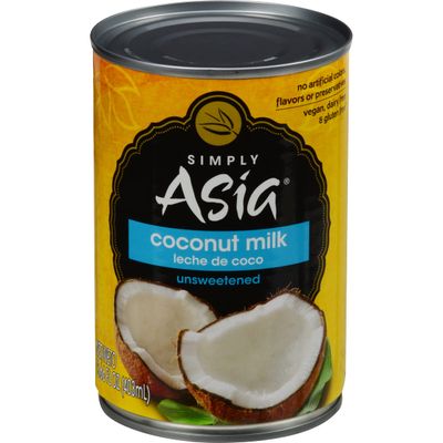 Simply Asia Unsweetened Coconut Milk, 13.66 fl oz - One 13.66 Ounce Can of Unsweetened Coconut Milk, Gluten and Dairy Free, Perfect Alternative for Cooking, Baking and Beverages