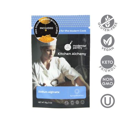 Pure Sodium Alginate (Molecular Gastronomy)  Non-GMO Vegan OU Kosher Certified - 50g/2oz