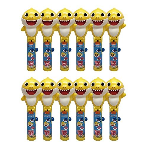 Pop Ups! Baby Shark Lollipop Holder | Collectable Baby Shark Toy Lollipop Case | Halloween, Party Favors for Goodie Bags, Piata Candy, Game Prizes | Bulk Set of 12 | Lollipops Included