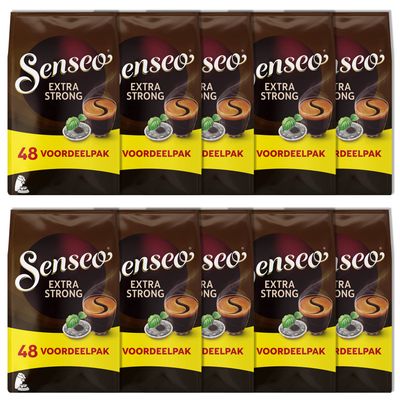 Senseo Extra Strong Dark Roast Coffee Pods, 48 Count (Pack of 10) - Single Serve Coffee Pods Bulk Pack for Senseo Coffee Machine - Compostable Coffee Pods for Hot or Iced Coffee, Cold Brew Coffee