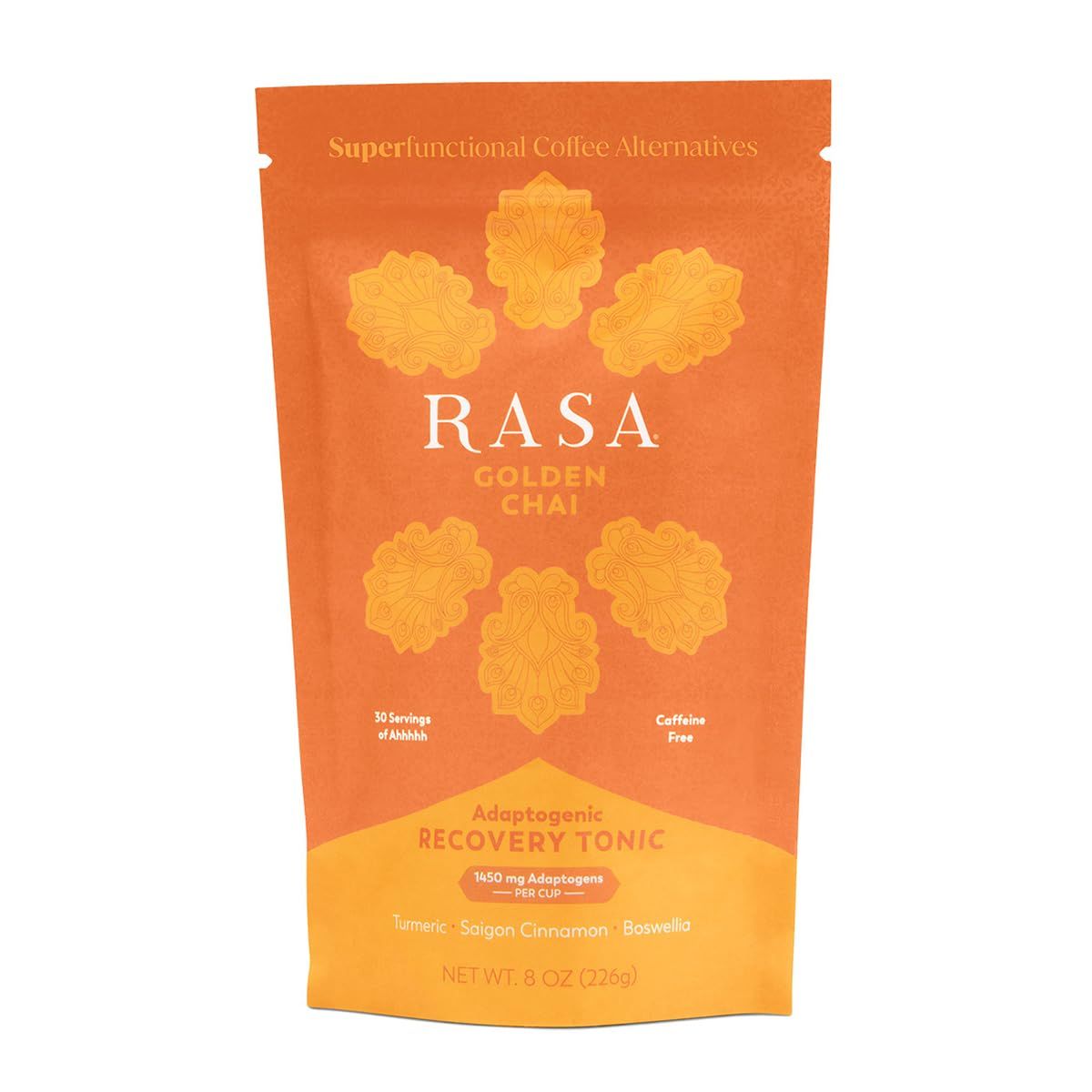 Rasa Superfunctional Golden Chai | Adaptogenic Chai with Shatavari, Saigon Cinnamon, Bioavailable Tumeric Extract, Boswellia, Vanilla (8 oz / 30 servings)