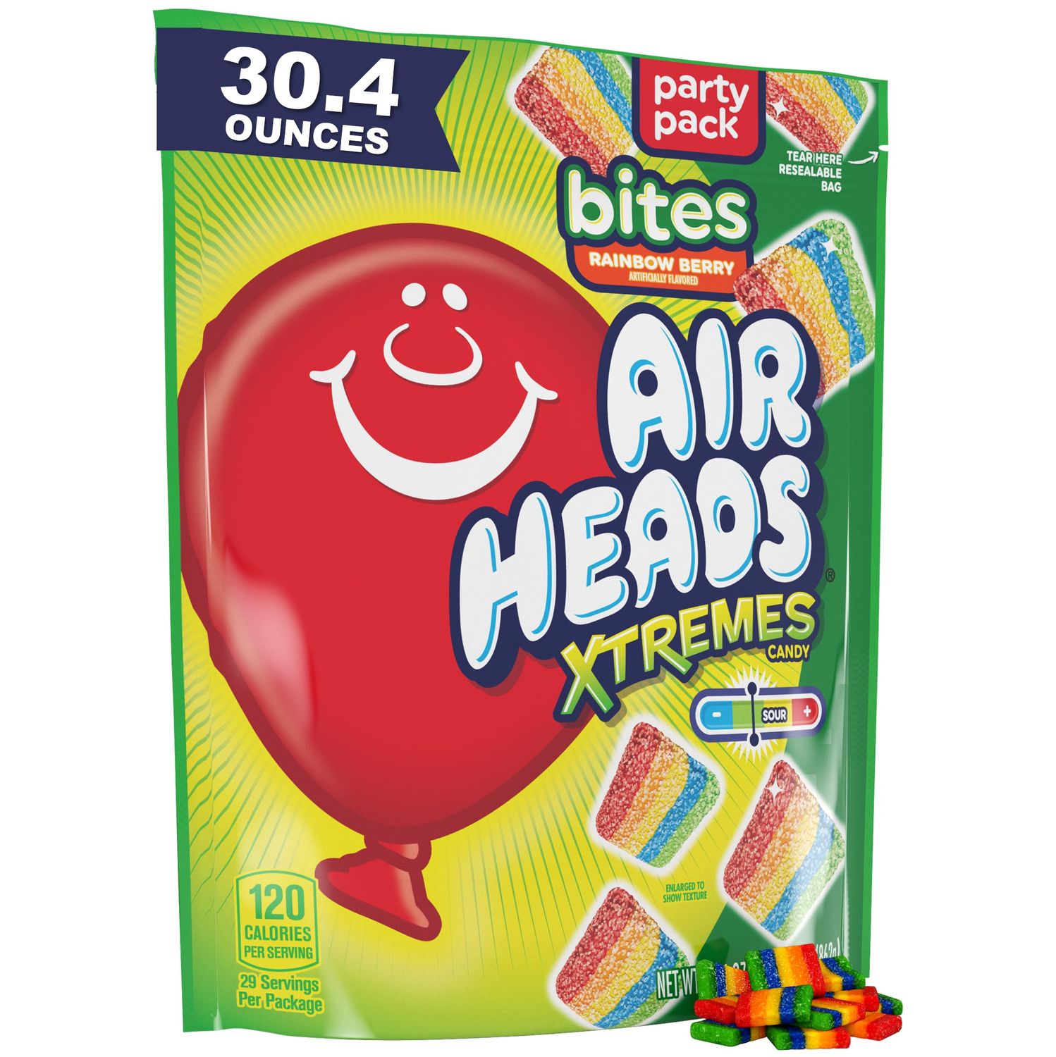 Airheads Xtremes Bites Sweetly Sour Candy, Rainbow Berry, Candy for Adults &amp; Kids, Party, 30.4 oz Stand Up Bag