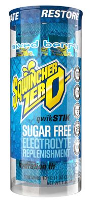 Sqwincher Zero Qwik Stik, Sugar Free, Low Calorie, Low Sodium Electrolyte Replacement Powder Hydration Drink Mix, Mixed Berry, 0.11 oz Packet (Pack of 200)