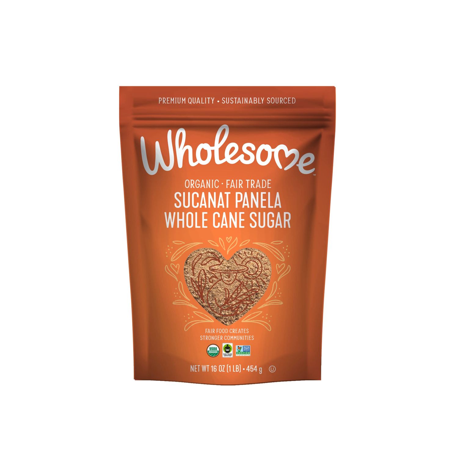 Wholesome Sweeteners Organic Sucanat, Unrefined Whole Cane Sugar, Fair Trade, Non GMO &amp; Gluten Free, 1 Pound (Pack of 12) (45025)