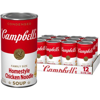 Campbells Condensed Homestyle Chicken Noodle Soup, 22.2 oz Family Size Can (12 Pack)