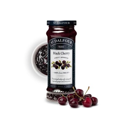 St Dalfour Black Cherry French Fruit Spread (10oz) - 100% from Fruit - No Synthetic Nitrates or Nitrites - Naturally Sweetened