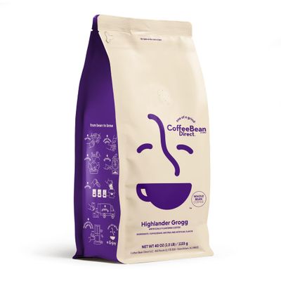 Coffee Bean Direct Highlander Grogg Flavored, Whole Bean Coffee, 2.5-Pound Bag